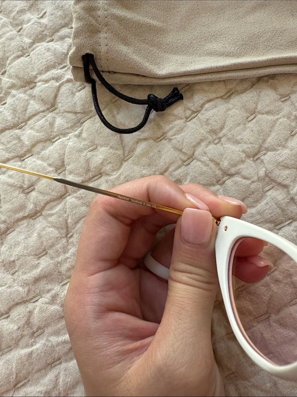 Illesteva White Cat-Eye Sunglasses with Pink Lenses